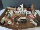 Small Porcelain, Ceramic, Shell, etc. Dog Figurines