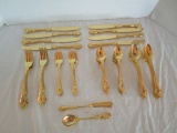 50 Pieces Stanley Roberts Gold Plated Flatware in Silver Saver