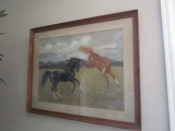 Framed and Matted Original Painting of Horses