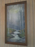 Framed Original Painting of Woodland Stream