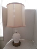 Hobnail Milk Glass Lamp with Metal Base