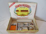 Tampa Nugget Cigar Box with Advertising Premium Cigarette Lighters, Tape Measure