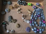Vintage Earrings, Pins and Necklace.