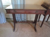 Antique Claw Foot Trestle Table with Glass on Top