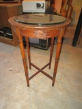 Round Wooden Table and Round Glass Piece