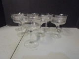 8 Etched Crystal Champagne Glasses in Protector