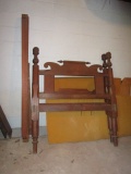 Antique Mortise and Tenon Single  Bed with Wood Rails