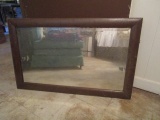 Antique Beveled Wood Frame Mirror