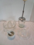 Glass Juicers, Chopper and Porcelain Mortar and Pestle