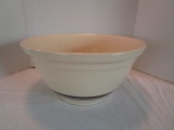 Large Stoneware Mixing Bowl with Blue Stripes