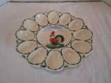 Vintage Ceramic Egg Plate with Rooster Motif