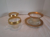 Clear Glass With Gold Trim Cream and Sugar, Plate and Bowl