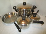 4 Pieces Revere Ware - Steamer, Skillet and 2 Sauce Pans with Lids