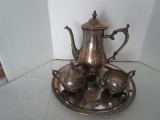 Wm Rogers Silverplate Coffee, Cream and Sugar and Tray