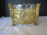 Clear Glass Bowl in a Brass Ornate Holder
