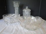 Crystal Vase, Bowls and Biscuit Jar