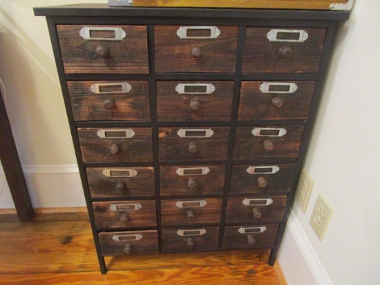 Wood 18 Drawer Organizer Cabinet and Contents