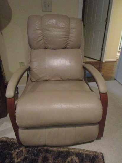La-Z-Boy Leather Recliner with Wood Accents