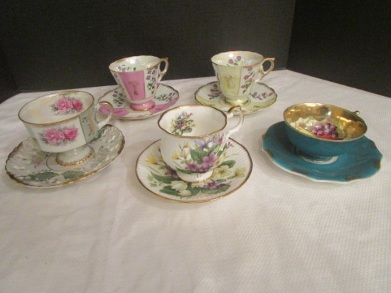 Five Cup and Saucer Sets - Chase, Royal Ardalt, Unmarked