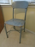 Antique Painted Wood and Metal Chair