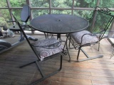 Mesh Top Metal Table and Two Bounce Chairs