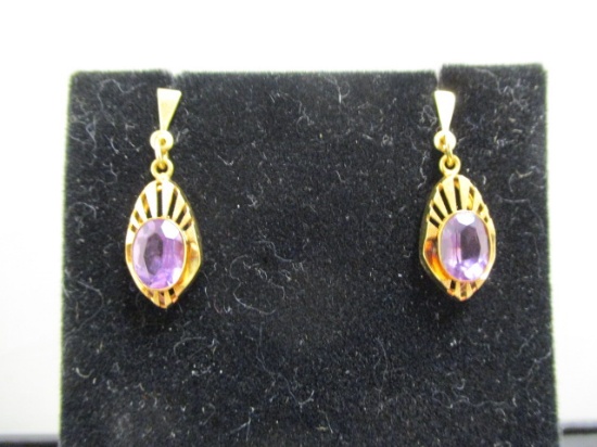 14k Gold Amethyst Earrings