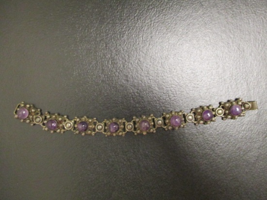 Sterling Silver Chunky Amethyst Bracelet