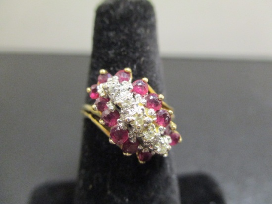 10k Gold Garnet & Diamond Ring