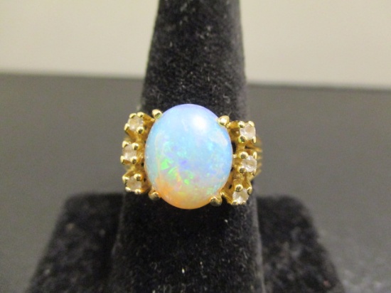 10k Gold Opal & Diamond Ring