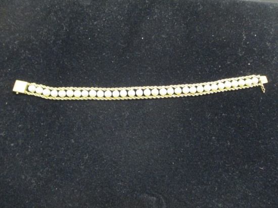 7" Pearl & 14k Gold Bracelet