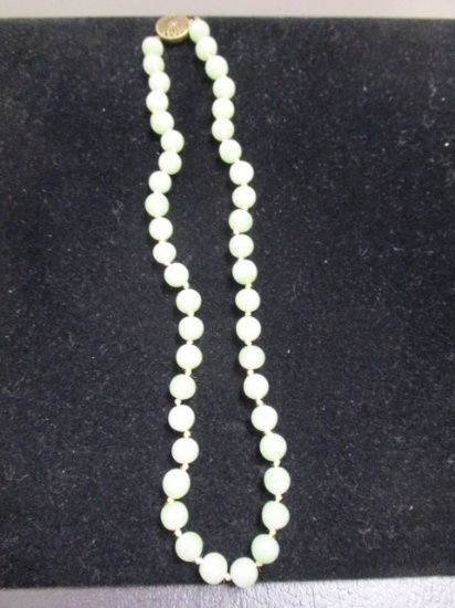 Jade bead Necklace  w/ Sterling Silver Clasp