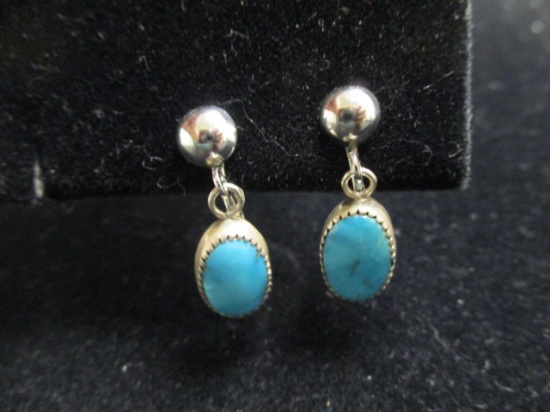 Sterling Silver Turquoise Screwback Earrings