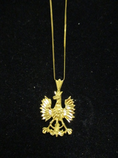 14k Gold Eagle Pendant on 14k Gold 16" Chain