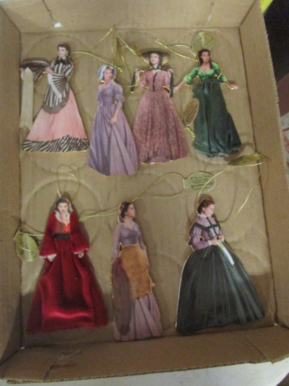 Set of 7 Gone with the Wind Porcelain Scarlett Ornaments