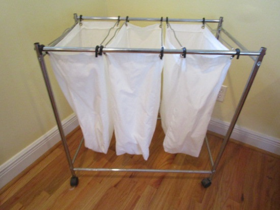 Rolling Three Section Laundry Hamper