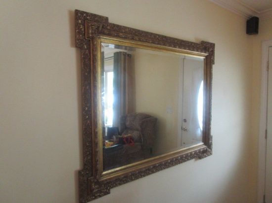 Large Beveled Mirror in Ornate Frame