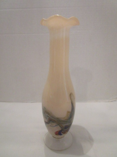 Swirled Art Glass Pedestal Bud Vase