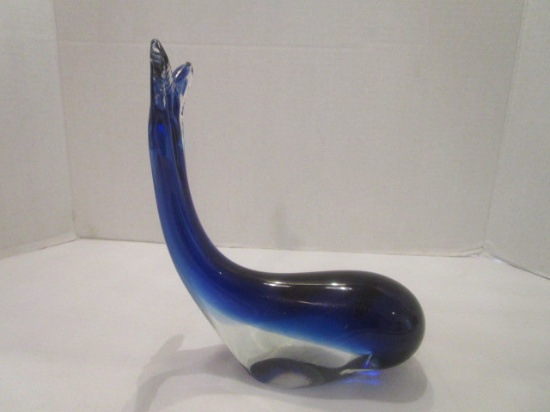 Blue Art Glass Whale