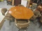 Beveled Smoke Glass Table with Brass Base, 4 Rolling Chairs and Wood Table Cover