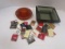 Nesting Ashtrays, Smoke Glass Ashtray and Matchbooks