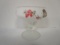 Satin Glass Compote with Hand Painted Butterfly Design