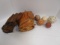 Two Vintage Leather Baseball Mitts and Balls