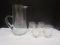Clear Glass Pitcher with Four Tumblers