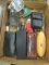 Men's Lot-Travel Clock Foreign Coins, Letter Openers, Pens, Pipe Case, etc.