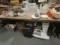Table Lot-Glassware, Christmas Decorations, HP Hard Drive, Paper Shredder, Radios, etc.
