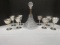 Heavy Glass Decanter with Silverplated Neck and deUberti Silverplated Stemware