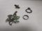 Two Sterling Silver Rings, Religious Marker and Sunburst Pendant