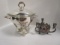 Silverplated Warming Dish and Leonard Flower Frog Triple Candle Holder