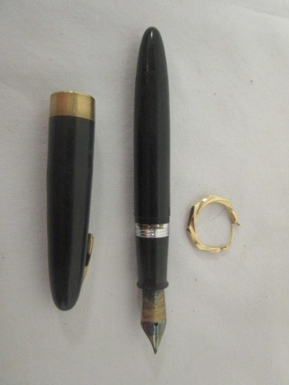 Vintage Sheaffer's 14k Gold Tip Fountain Pen and Single 14k Gold Earring