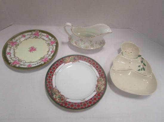Lenox Snowman Sweets Dish, Homer Laughlin Gravy Boat, Noritake Royal